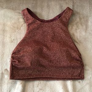 Xhilaration Women’s Sports Bra Size M Pullover Bra Gold Glitter & Maroon Red